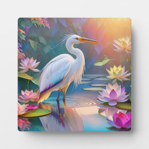Oranje Gebekt Witte Reiger Fantasie Vogel Fotoplaat