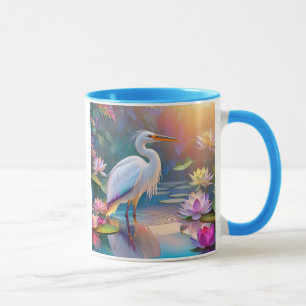 Oranje Gebekt Witte Reiger Fantasie Vogel Mok
