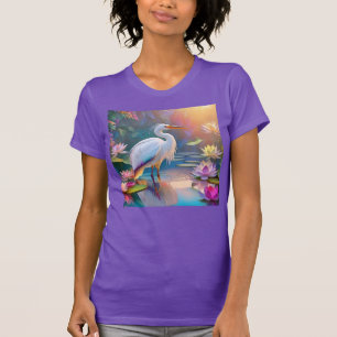 Oranje Gebekt Witte Reiger Fantasie Vogel T-shirt