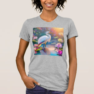 Oranje Gebekt Witte Reiger Fantasie Vogel T-shirt