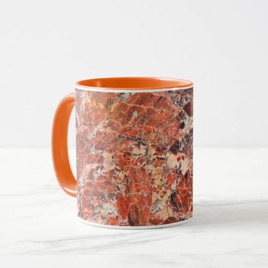 Oranje gebogen Jasper Stone Pattern Mok (Voorkant links)