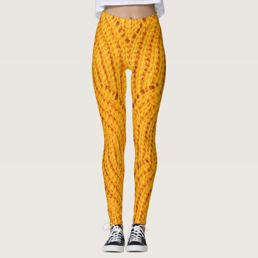 Oranje gebreide trui, gestructureerde achtergrond. leggings (Voorkant)