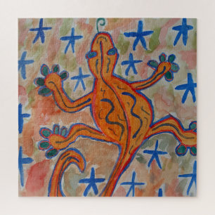 Oranje Gecko Jigzaag Puzzle Legpuzzel