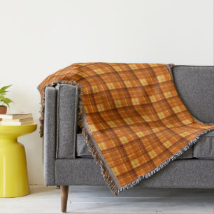 Oranje gecontroleerd Tartan Print, Deken
