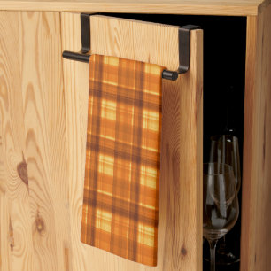 Oranje gecontroleerd Tartan Print, Theedoek