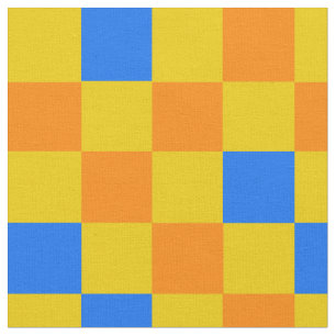 Oranje Geel Blauw Geruit Patroonontwerp Stof