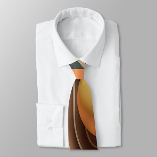Oranje geel bruin retro abstract modern patroon stropdas (Gebonden)