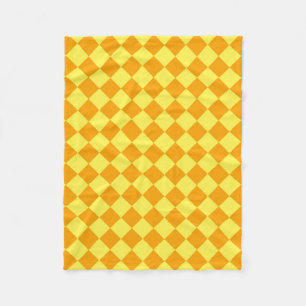Oranje Geel Checker Diamant Patroon Fleece Deken