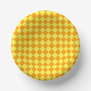 Oranje Geel Checker Diamant Patroon Papieren Kommen