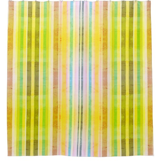 Oranje geel en groen gestreept douchegordijn (Voorkant)