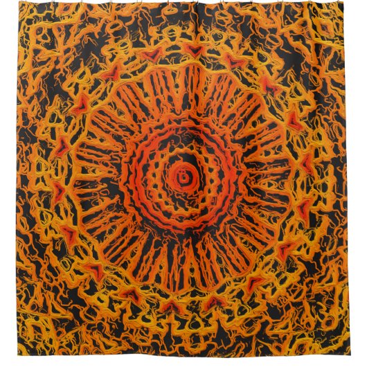 Oranje, geel en zwart Abstract Douchegordijn (Voorkant)