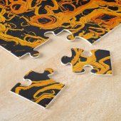 Oranje, geel en zwart Abstract Legpuzzel (Zijkant)