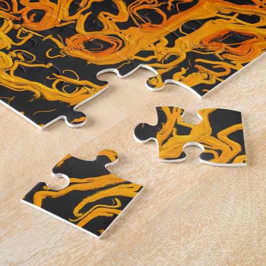 Oranje, geel en zwart Abstract Legpuzzel (Zijkant)