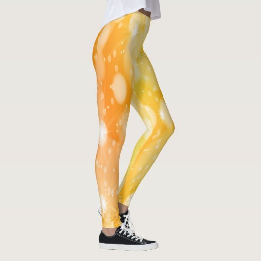 Oranje Geel Faux Sparkle Glitter Leggings (Rechts)