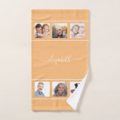 Oranje geel fotocollage, naamscript bad handdoek (Handdoek)