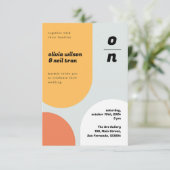 ORANJE GEEL GEOMETRISCHE BRUILOFT UITNODIGING (Staand voorkant)