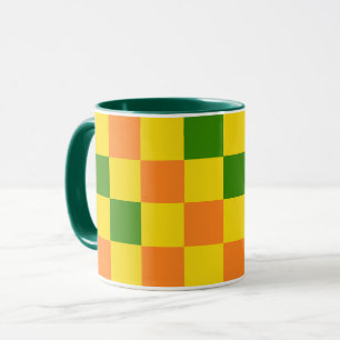 Oranje Geel Groen Geruit Patroonontwerp Mok
