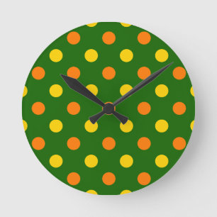 Oranje Geel Groen Stippen Design Ronde Klok