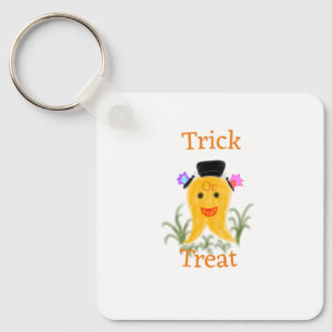 Oranje geel halloween ghost trick or treat add n sleutelhanger