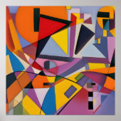 Oranje geel Multi Modern Geometrisch Abstract Poster (Voorkant)
