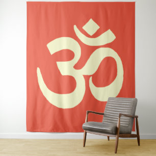 Oranje geel OM Namaste-symbool Wandkleed