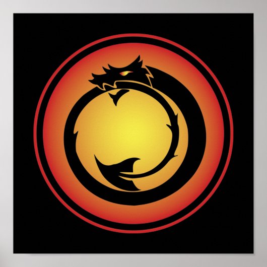 Oranje Geel Ouroboros Dragon Poster (Voorkant)