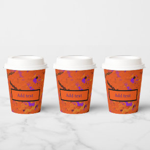 Oranje, geel, Paars en zwart Abstract Papieren Bekers