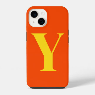 Oranje Geel Persoonlijke Monogram iPhone 14 Hoesje