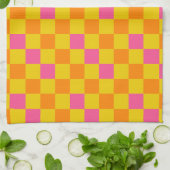 Oranje Geel Roze Geruite Patroon Ontwerp Theedoek (Gevouwen)