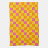 Oranje Geel Roze Geruite Patroon Ontwerp Theedoek (Verticaal)