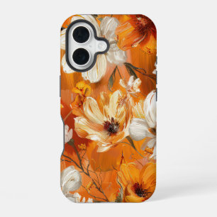 ORANJE GEEL WITTE HERFST ANEMONE PAPAVER BLOEMEN iPhone 16 HOESJE