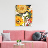 Oranje geel zaaien zonnebloem kunst canvas afdruk (Insitu (Woonkamer))