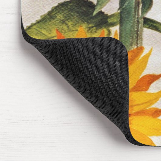 Oranje geel zaaien zonnebloem kunst muismat (Hoek)