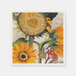 Oranje geel zaaien zonnebloem kunst servet