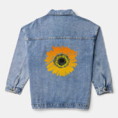 Oranje geel zonnebloem design denim jas jacket (Achterkant)