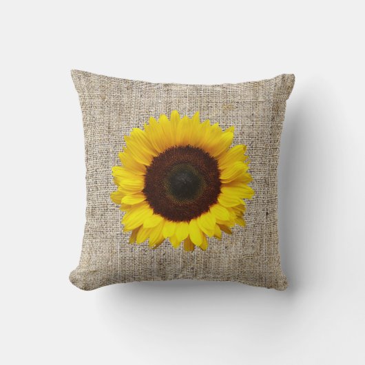 oranje geel Zonnebloem jute home decor kussen (Voorkant)