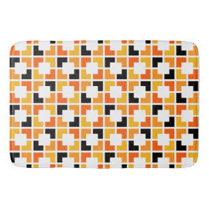Oranje Geel Zwart Vierkantjes geometrisch patroon Badmat