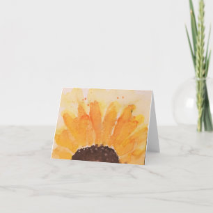 Oranje geelbruine zonnebloem waterverf Daisy Kaart