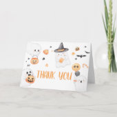 Oranje geest Halloween Little Boo Baby shower Bedankkaart (Voorkant)