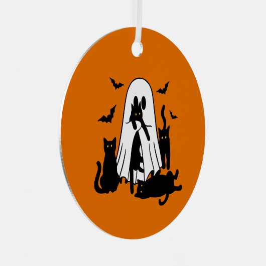 Oranje geest met katten Halloween Tree Ornament (Voorkant Rechts)