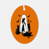 Oranje geest met katten Halloween Tree Ornament (Voorkant links)