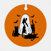 Oranje geest met katten Halloween Tree Ornament (Voorkant)