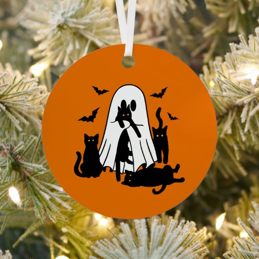 Oranje geest met katten Halloween Tree Ornament (Insitu)