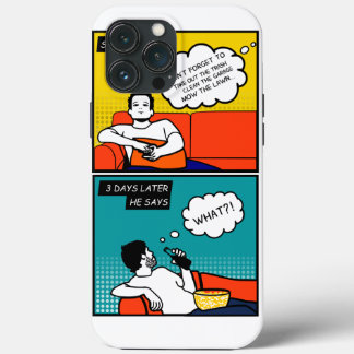 oranje gele blauwe honing Rugged Geek Comics iPhone 13 Pro Max Hoesje