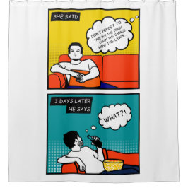 oranje gele blauwe honing Rugged Geek Comics Douchegordijn