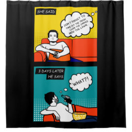 oranje gele blauwe honing Rugged Geek Comics Douchegordijn