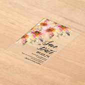 Oranje Gele Bloemen Bewaar de datum Acryl Uitnodigingen (Laagn)