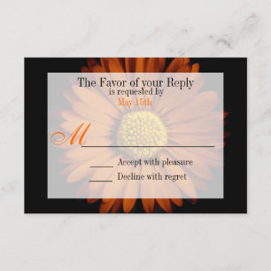 Oranje Gele Gerber Daisy Flower Wedding RSVP Kaartje