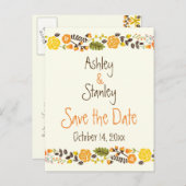 Oranje, gele grensbruiloft Bespaar de Datum Aankondigingskaart (Voorkant / Achterkant)