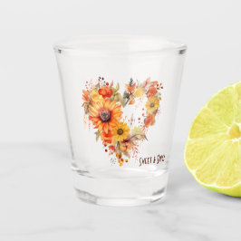 Oranje & Gele Herfst Botanische Hart  Shot Glas